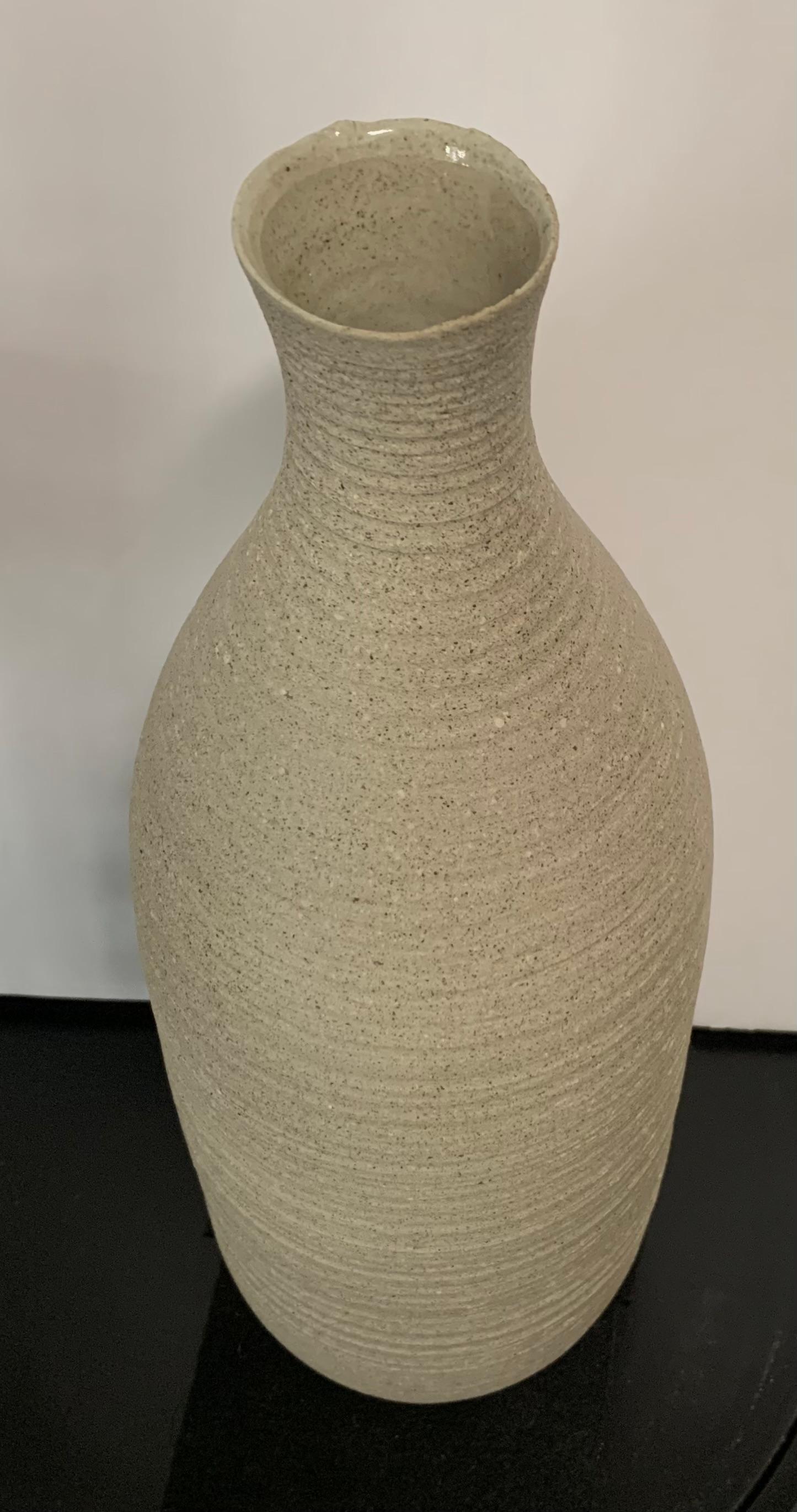 Black And Sand Color Stoneware Vase, Germany, Contemporary In New Condition For Sale In New York, NY