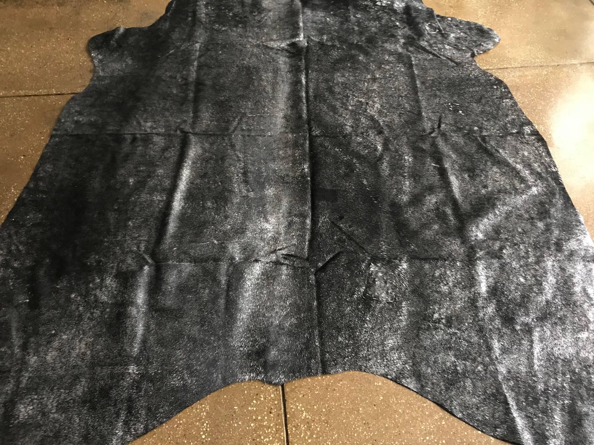 Modern Black And Silver Cowhide Rug For Sale