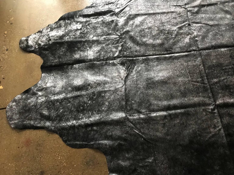 Black And Silver Cowhide Rug For Sale at 1stDibs