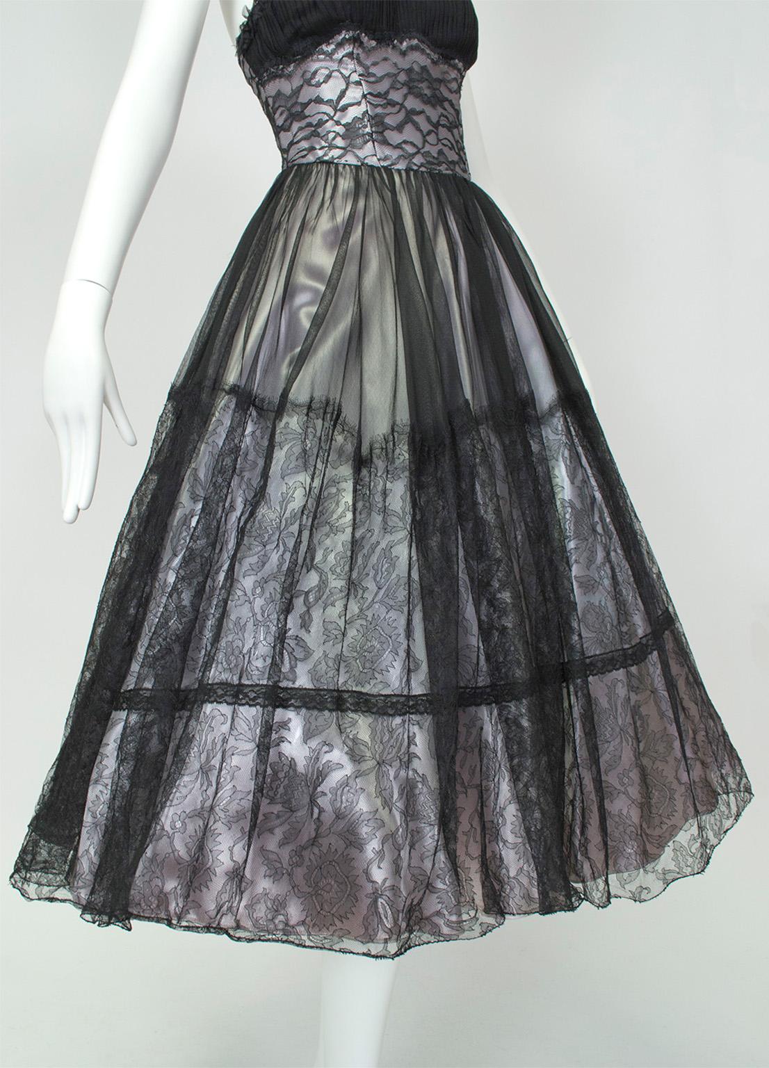 Black and Silver *Larger Size* Ombré New Look Strapless Party Dress – L, 1950s For Sale 2