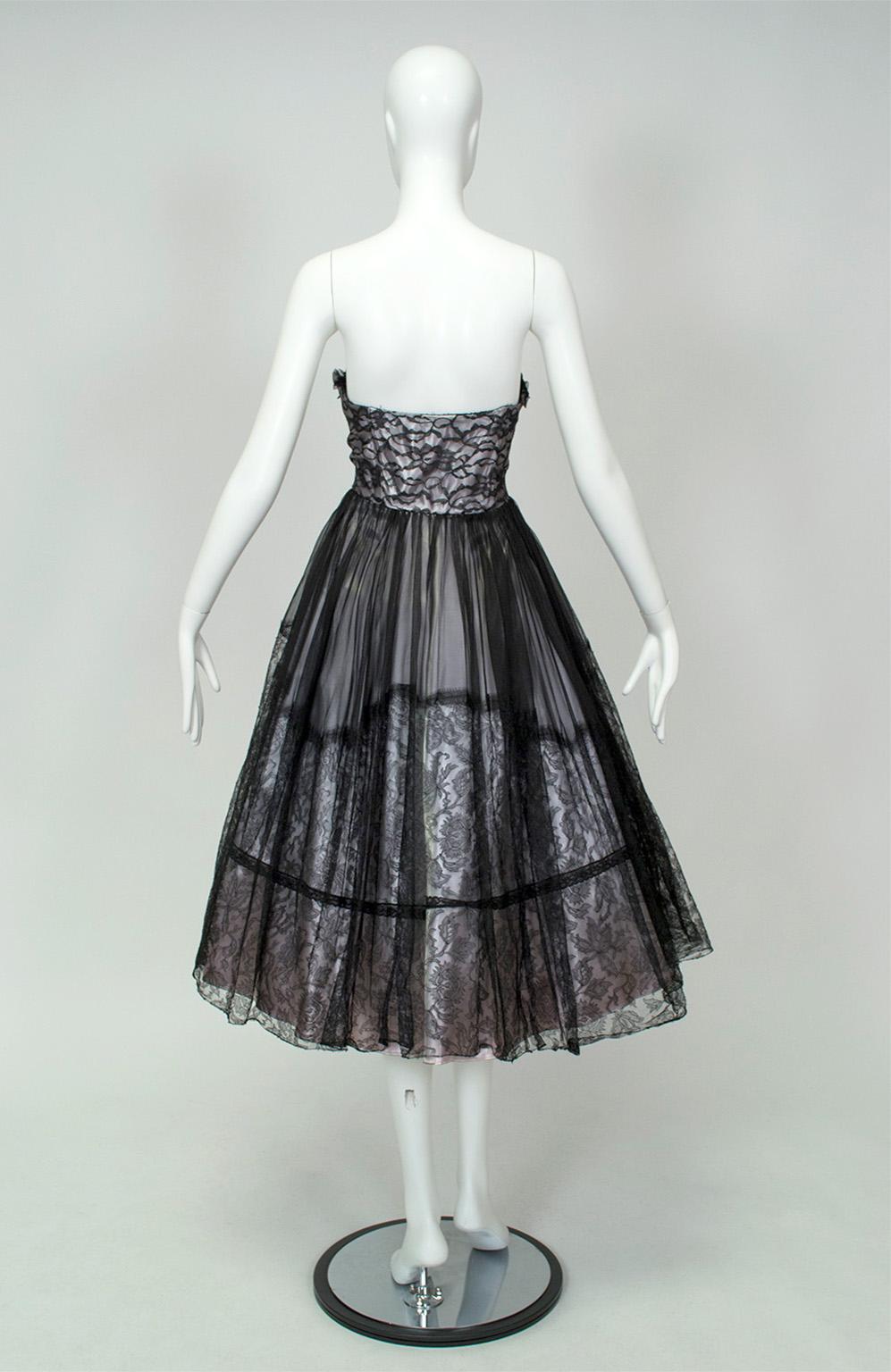 Negro y plata *Talla más grande* Vestido de fiesta sin tirantes Ombré New Look - L, Años 50 en Bueno estado para la venta en Tucson, AZ