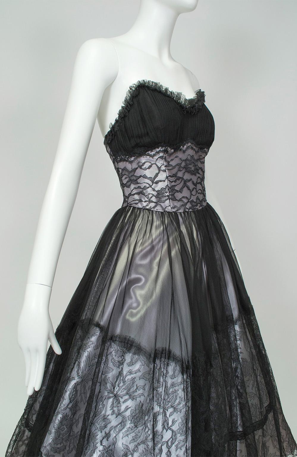De las mujeres Negro y plata *Talla más grande* Vestido de fiesta sin tirantes Ombré New Look - L, Años 50 en venta