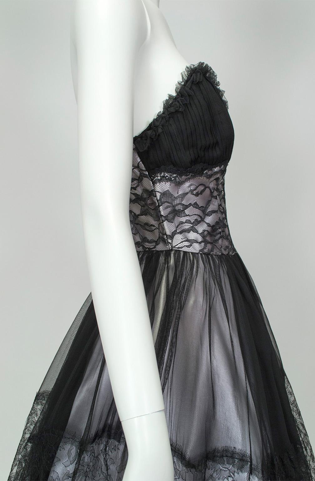 Negro y plata *Talla más grande* Vestido de fiesta sin tirantes Ombré New Look - L, Años 50 en venta 1