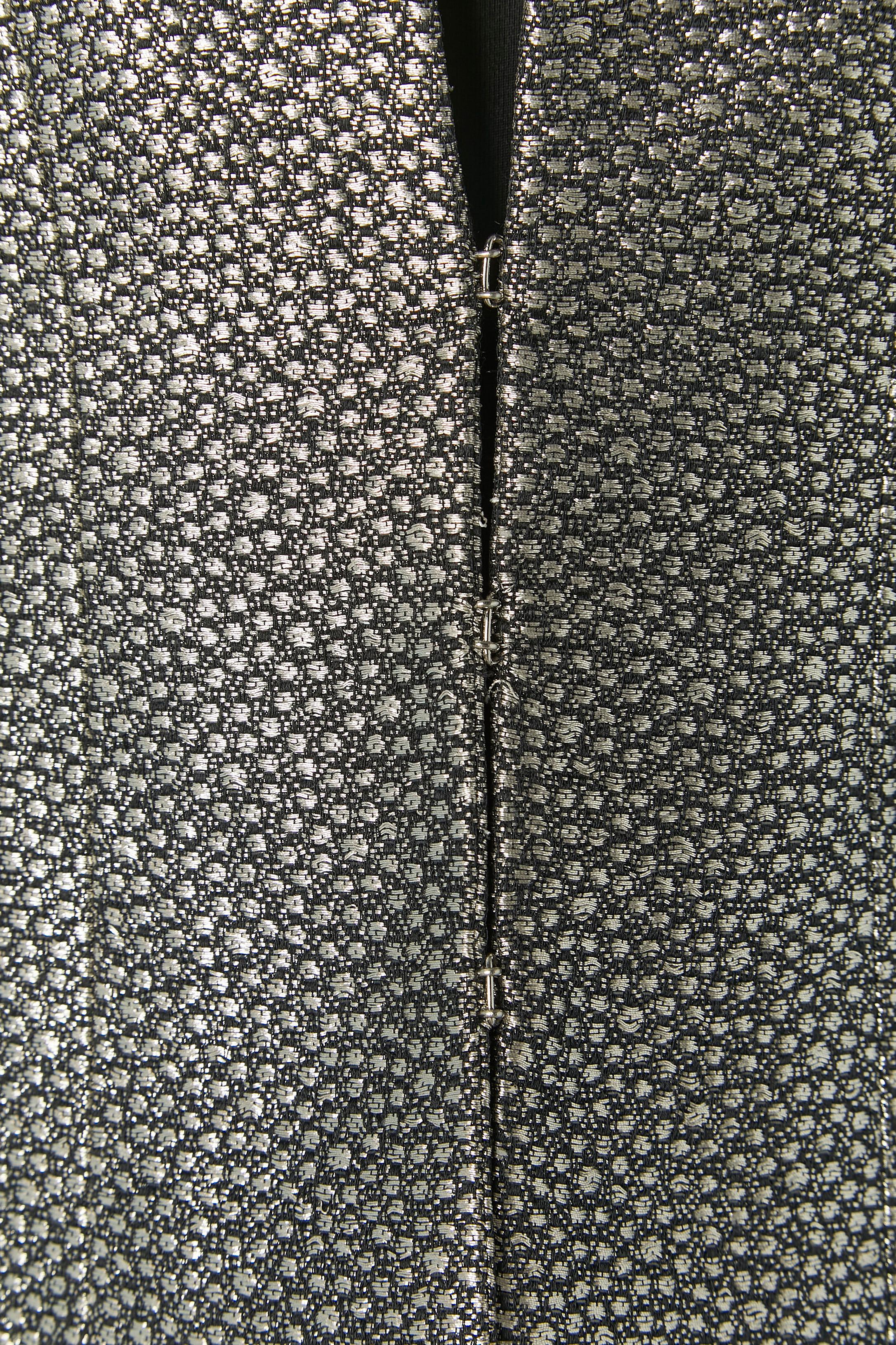 Nero Giacca jacquard in lurex nero e argento da un bordo all'altro CHanel in vendita