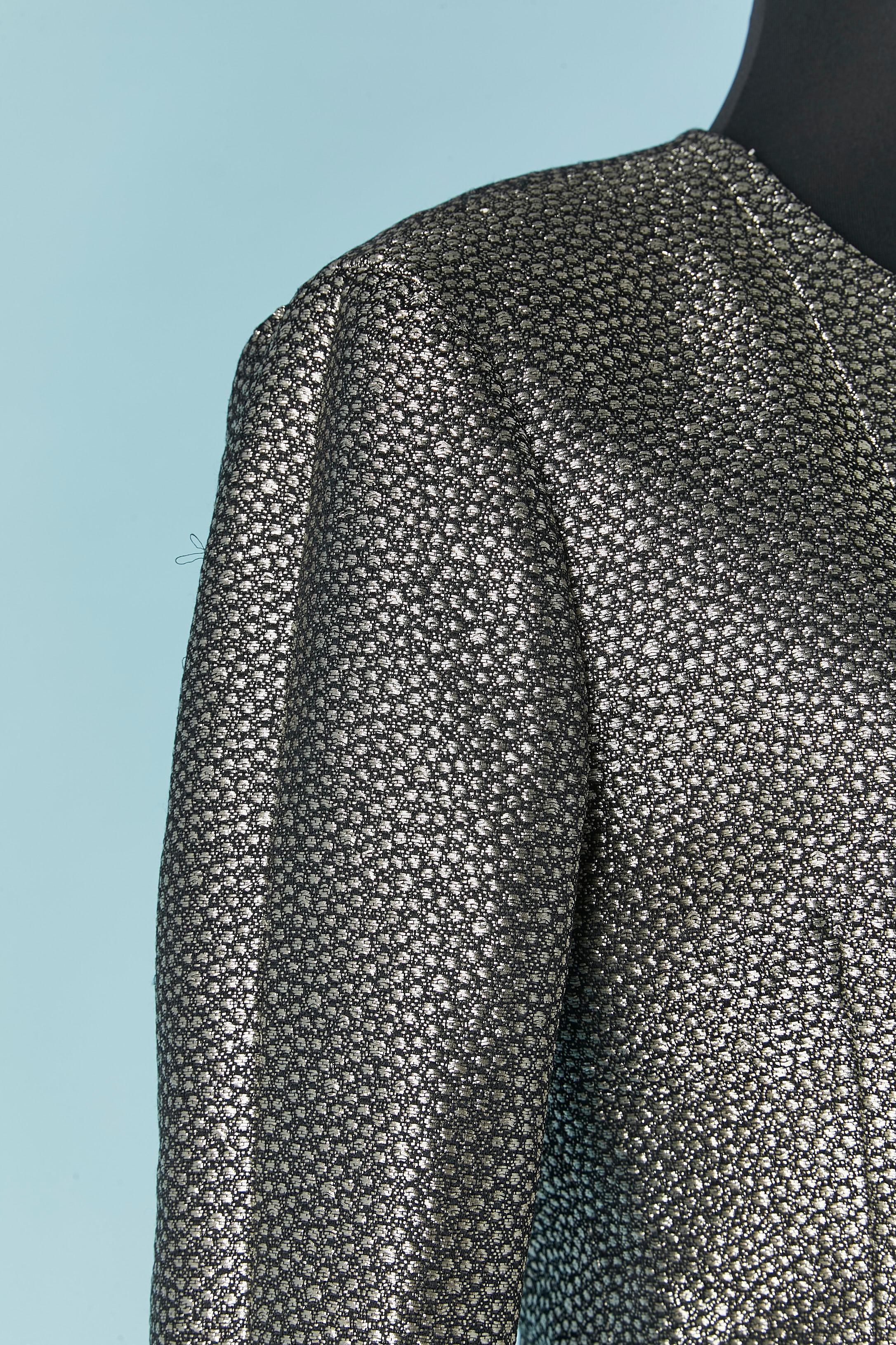 Giacca jacquard in lurex nero e argento da un bordo all'altro CHanel In condizioni ottime in vendita a Saint-Ouen-Sur-Seine, FR