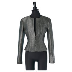 Black and silver lurex edge to edge jacquard jacket CHANEL
