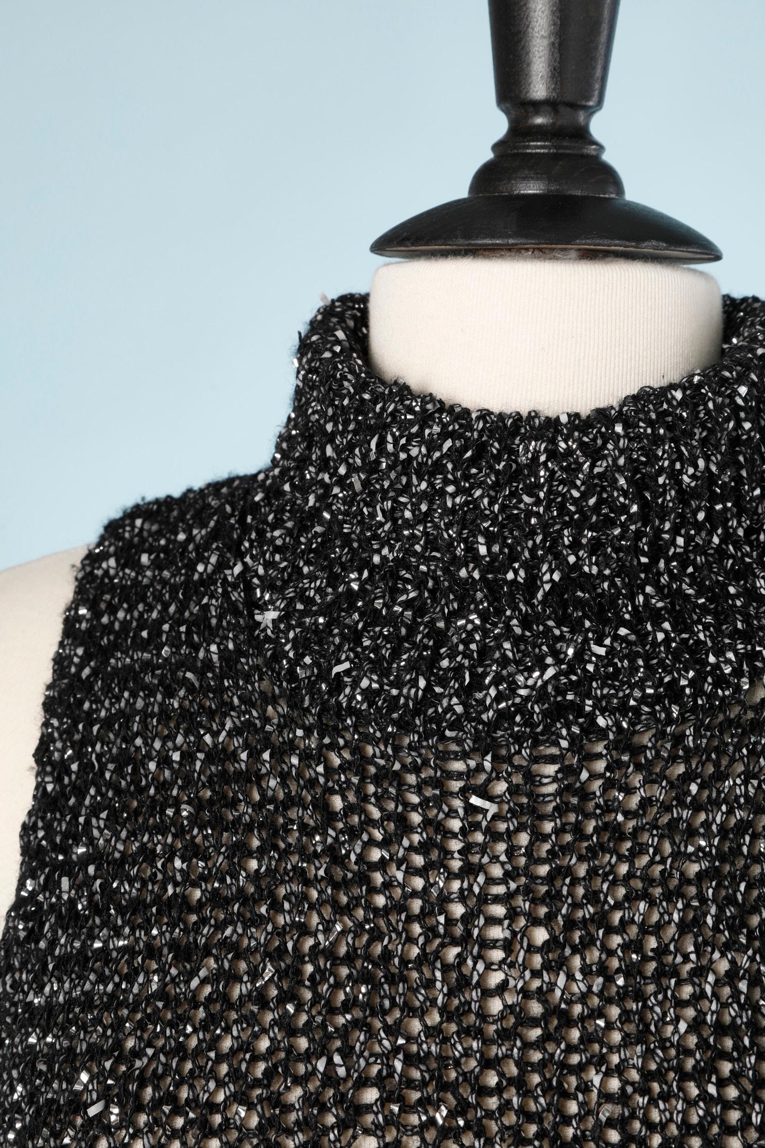 Black and silver lurex  sweater sleeveless In Excellent Condition For Sale In Saint-Ouen-Sur-Seine, FR