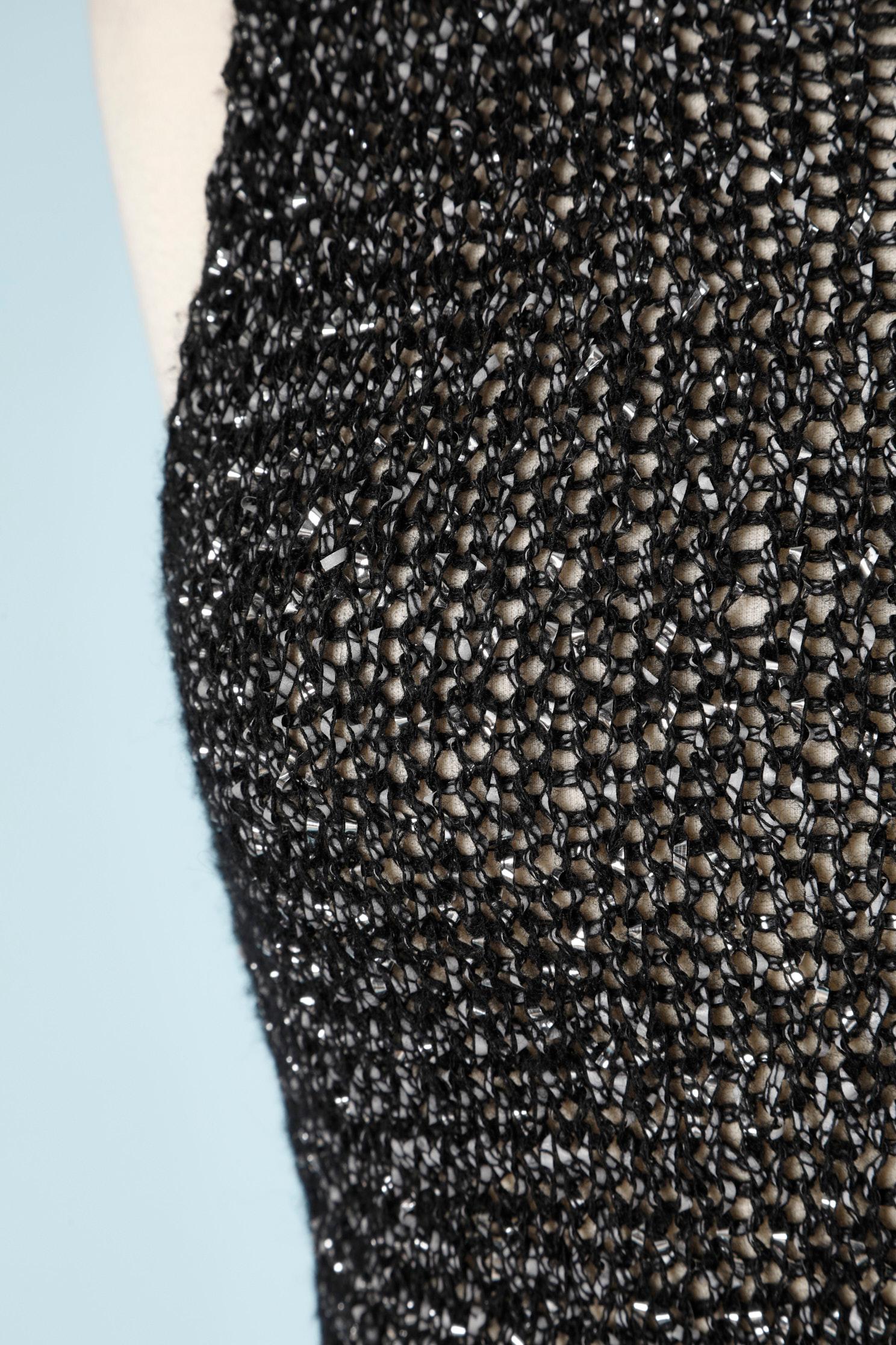 Lurex in Schwarz und Silber  Ärmelloser Pullover  im Zustand „Hervorragend“ im Angebot in Saint-Ouen-Sur-Seine, FR