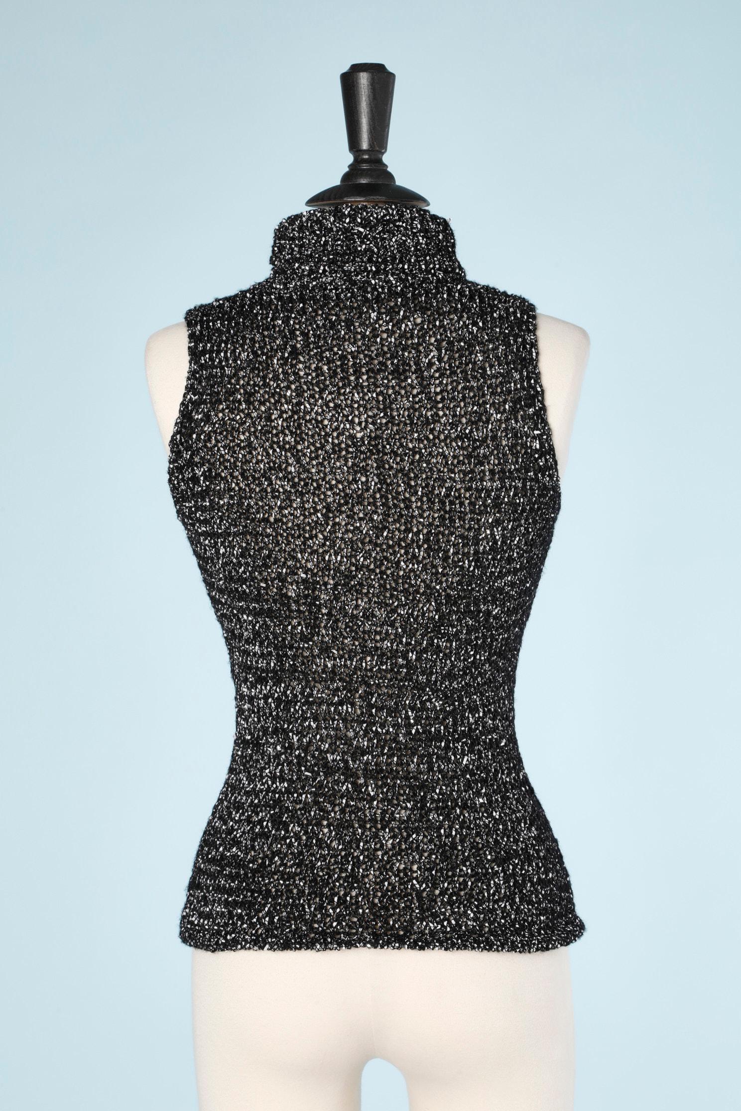 Black and silver lurex  sweater sleeveless  For Sale 3