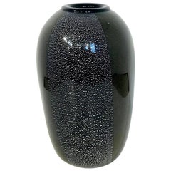 Black and Silver Murano Glass Vase, by Ghisetti Murano