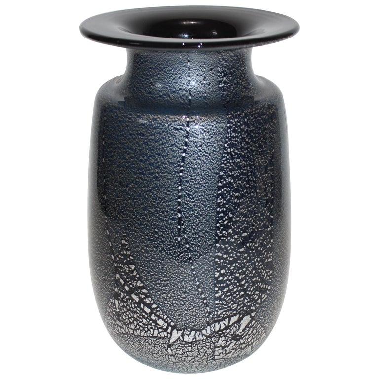 Black and Silver Murano Glass Vase at 1stDibs black and silver vases