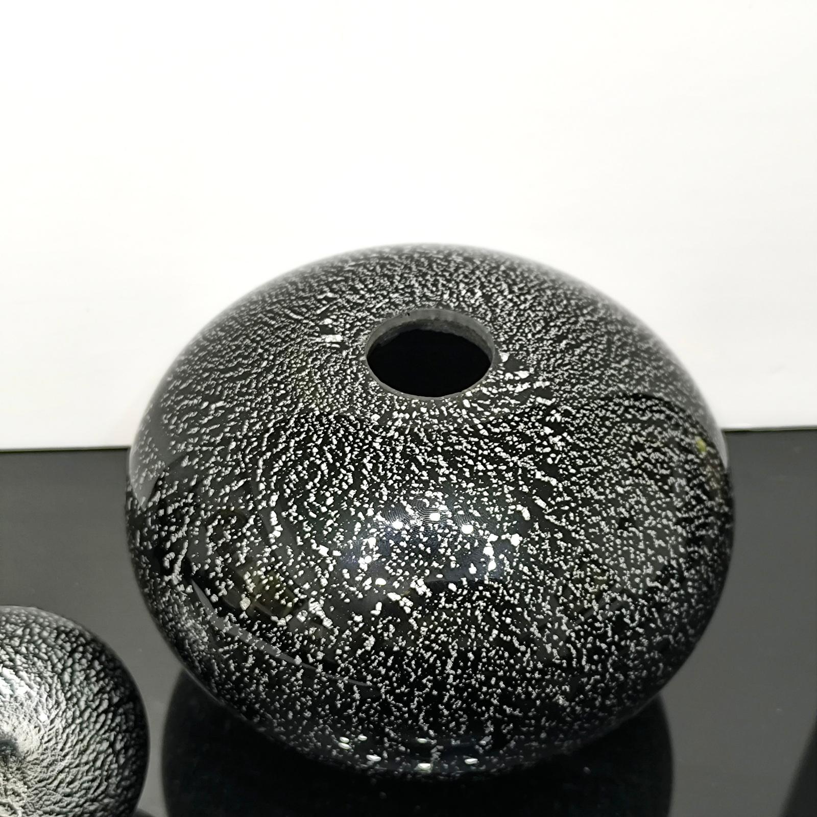 Black and Silver Murano Glass Vase with Lid, by Seguso Vetri D'Arte For Sale 2