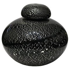 Vase aus schwarzem und silbernem Murano-Glas mit Deckel von Seguso Vetri d'Arte