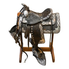 Antique Black and Silver Ted Flowers Parade Saddle