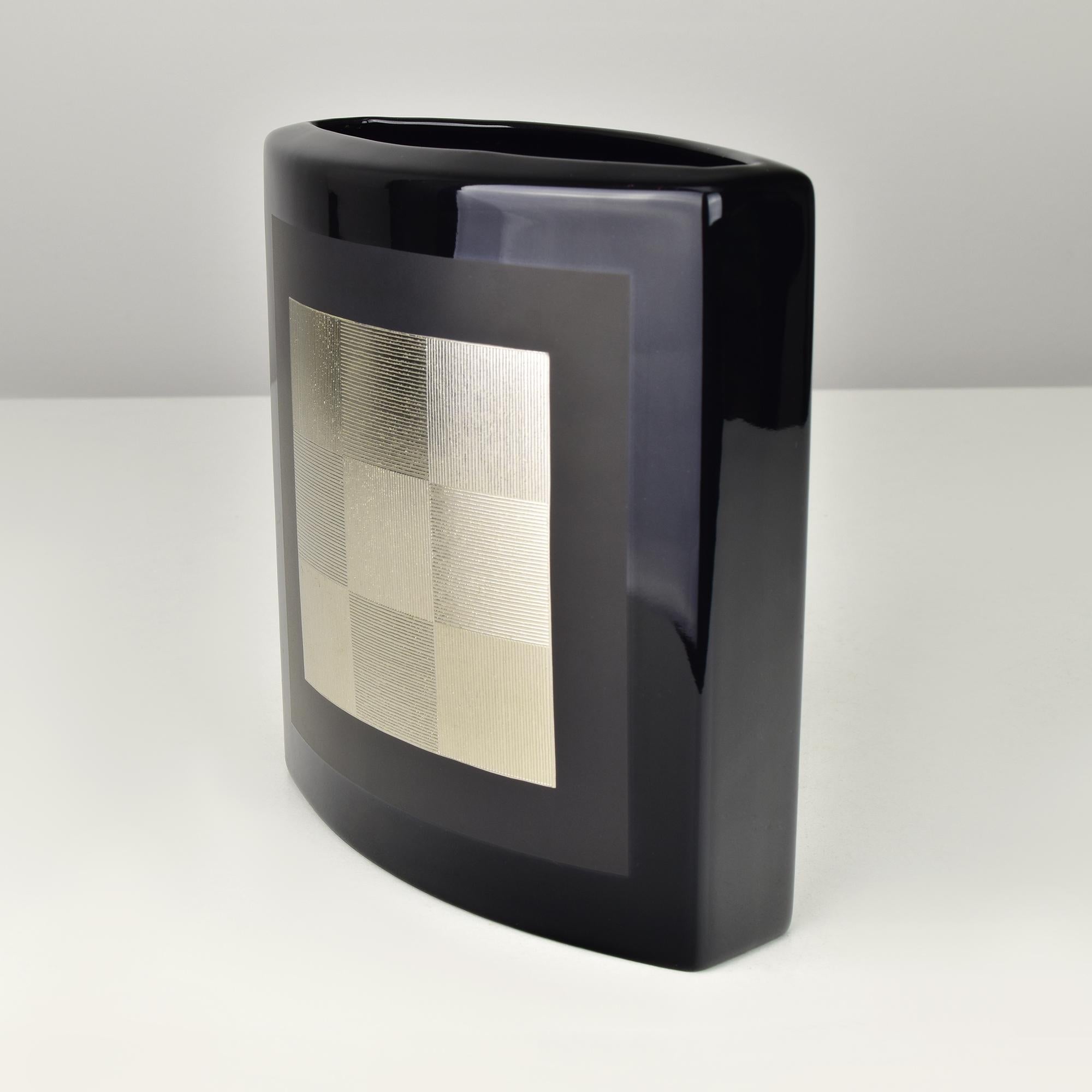 Vaso in porcellana nero e argento di H. Dressler per Rosenthal, Germania In condizioni buone in vendita a Bad Säckingen, DE