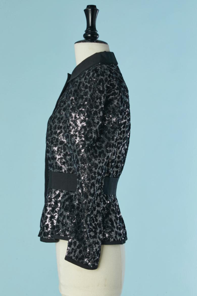 Donna Giacca monopetto nera e argento con paillettes CHRISTIAN DIOR in vendita