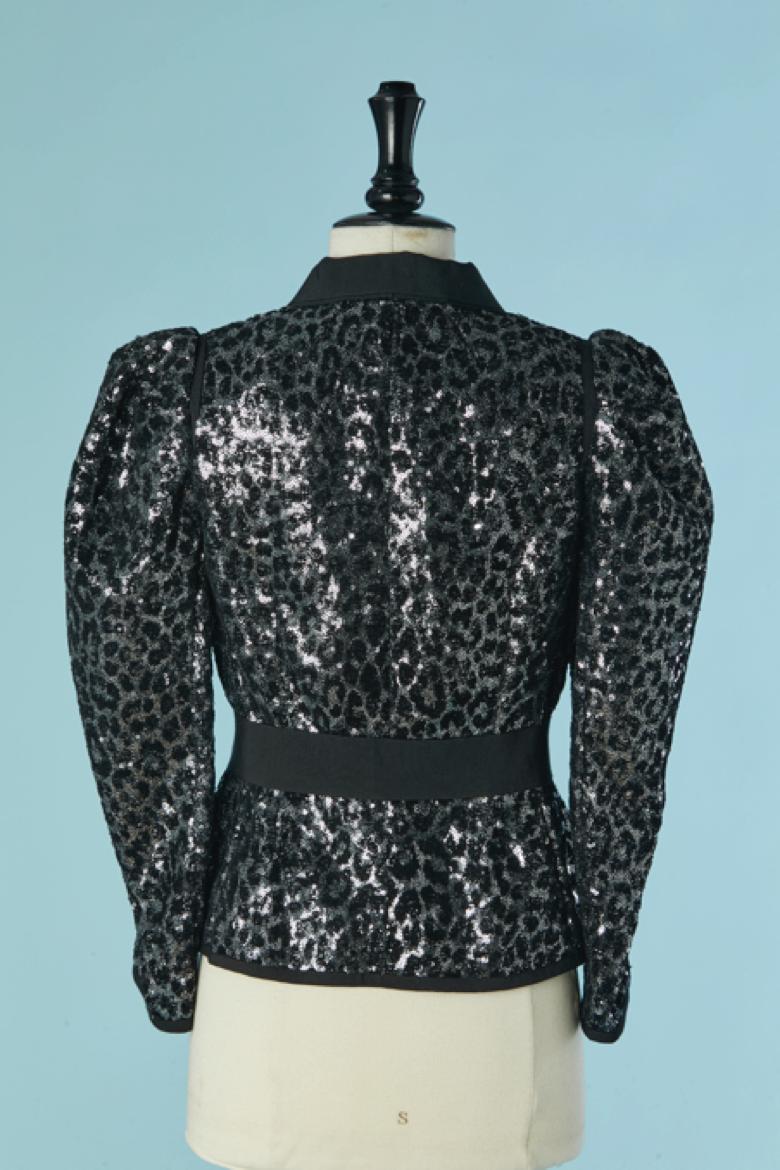Giacca monopetto nera e argento con paillettes CHRISTIAN DIOR in vendita 1