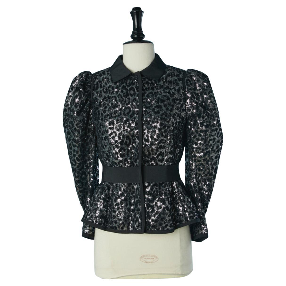 Giacca monopetto nera e argento con paillettes CHRISTIAN DIOR in vendita