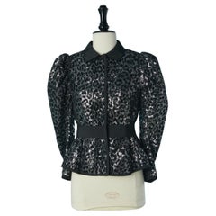 Veste croisée noire et argentée ornée de paillettes CHRISTIAN DIOR