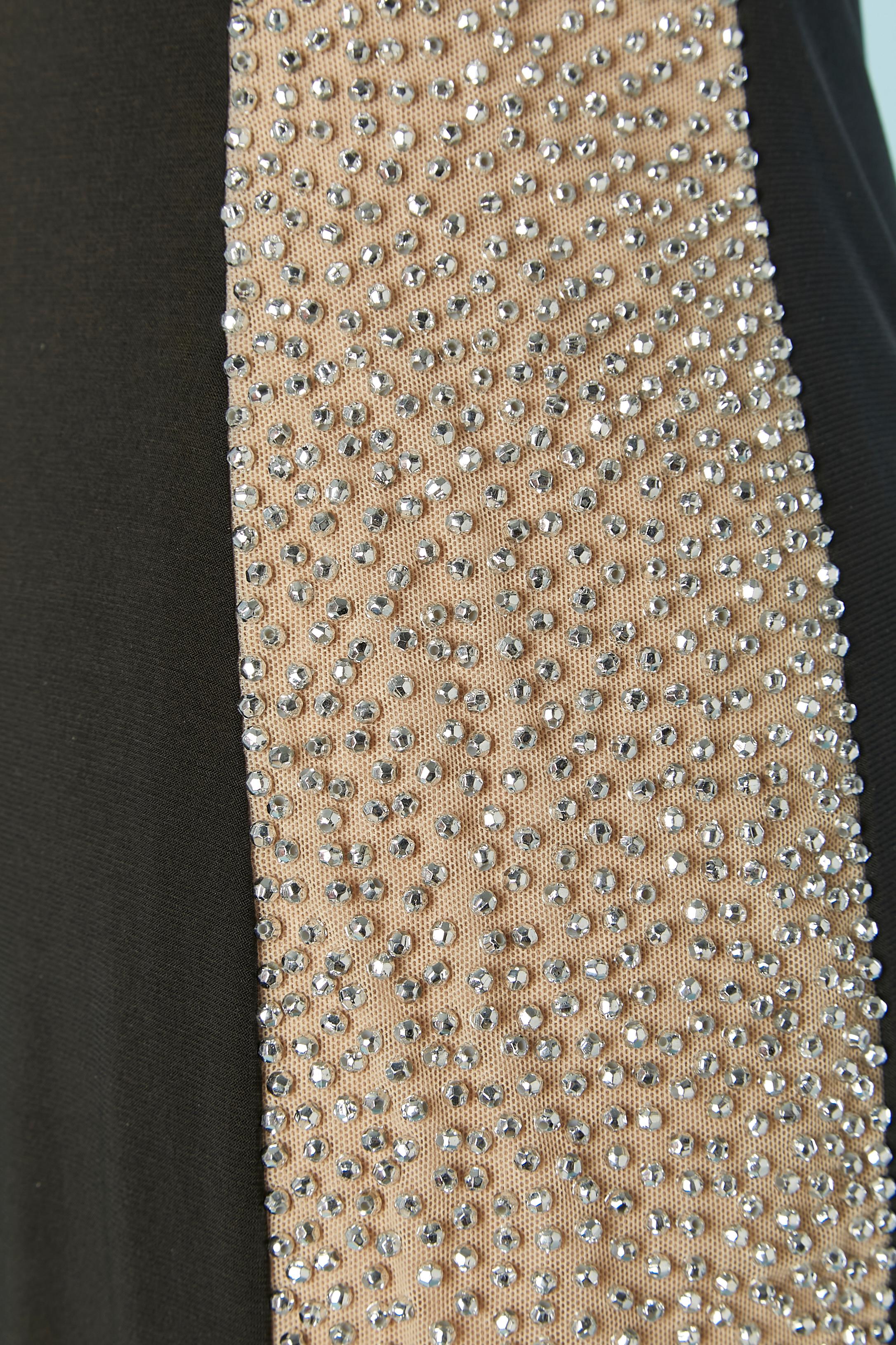 Noir Clous noirs et argentés  robe de soirée sans manches XSCAPE en vente