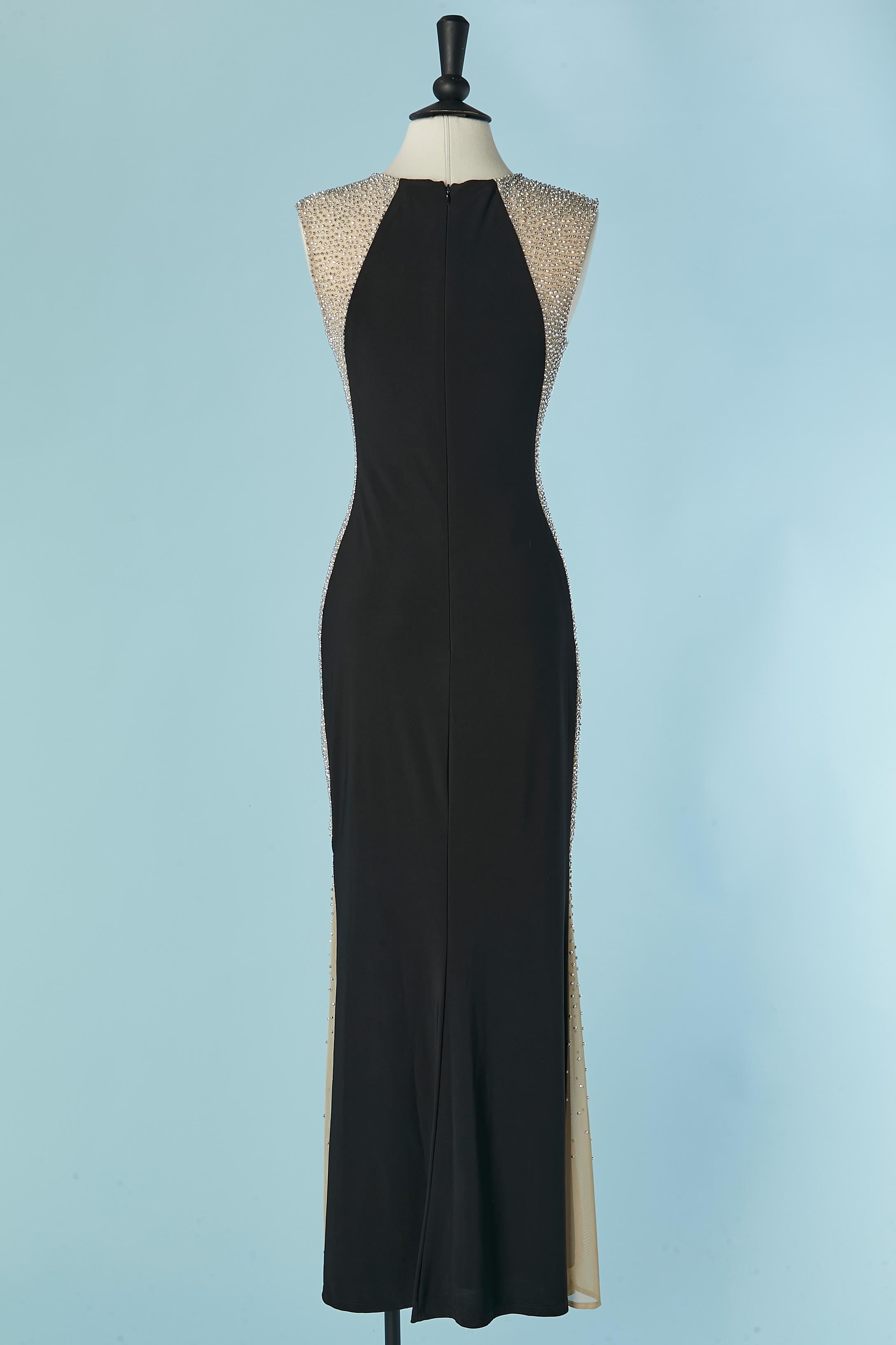 Clous noirs et argentés  robe de soirée sans manches XSCAPE en vente 1