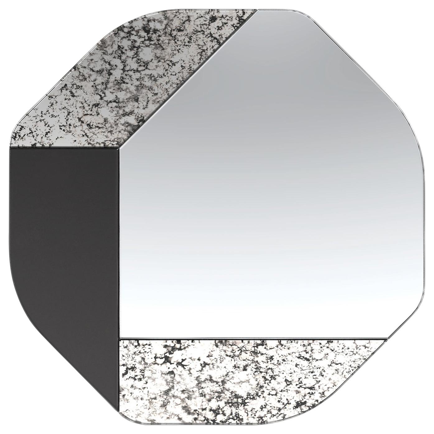Black and Speckled WG.C1.B Hand-Crafted Wall Mirror For Sale