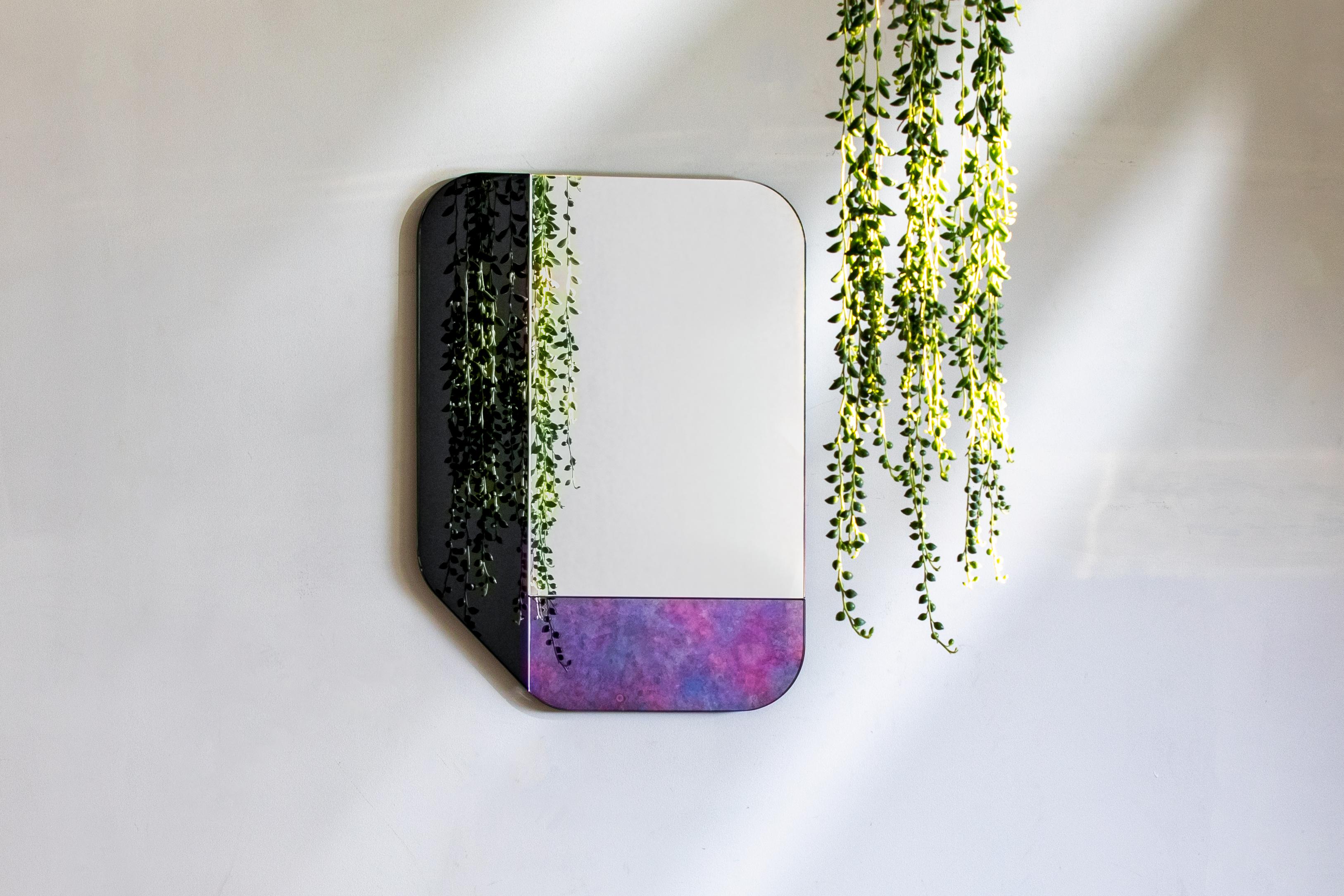 Dyed Black and Speckled WG.C1.F Hand-Crafted Wall Mirror For Sale