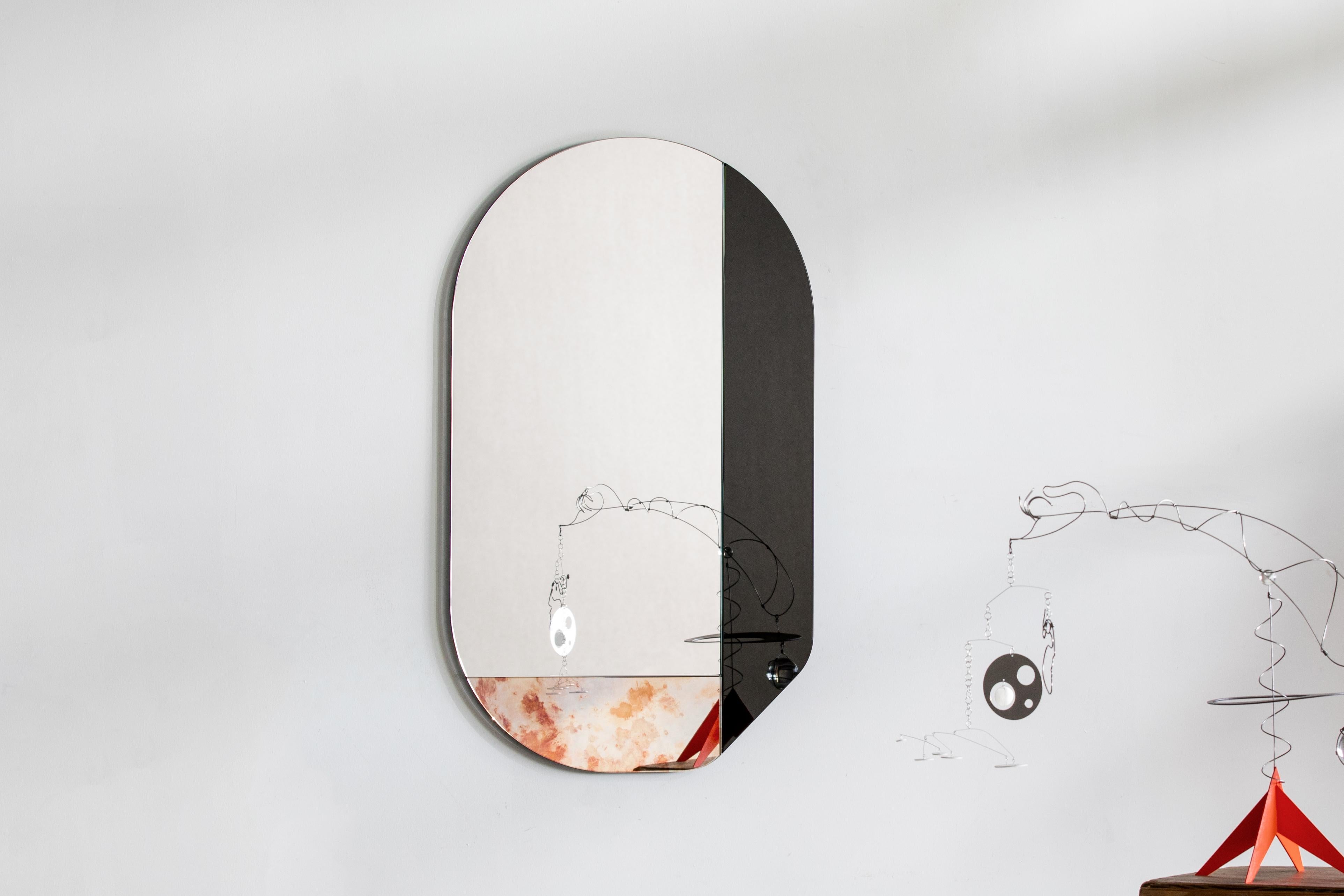 American Black and Speckled WG.C1.G Hand-Crafted Wall Mirror For Sale
