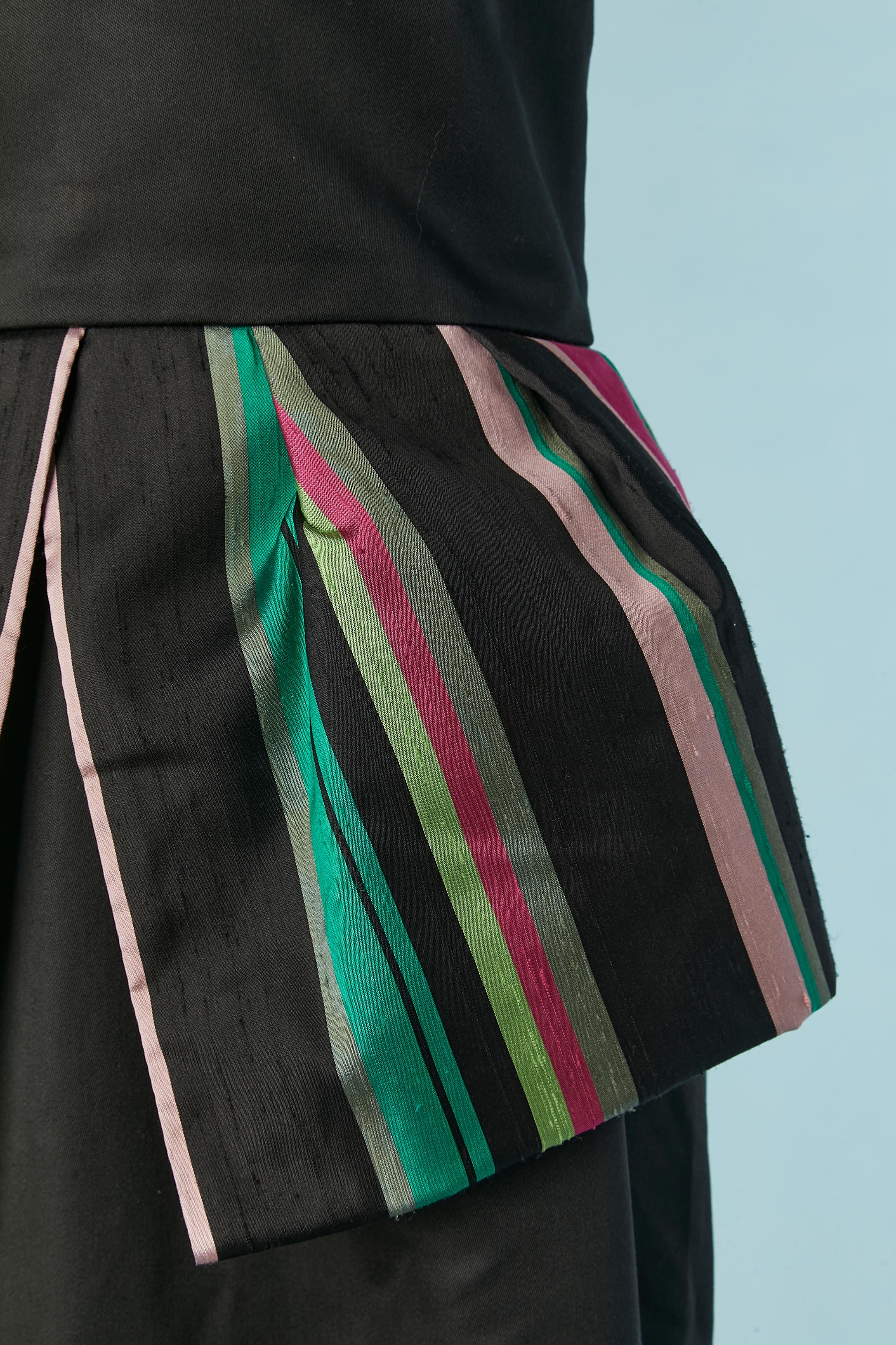 Black and striped evening dress Victor costa for Saks Fifth Avenue Circa 1980's In Excellent Condition For Sale In Saint-Ouen-Sur-Seine, FR