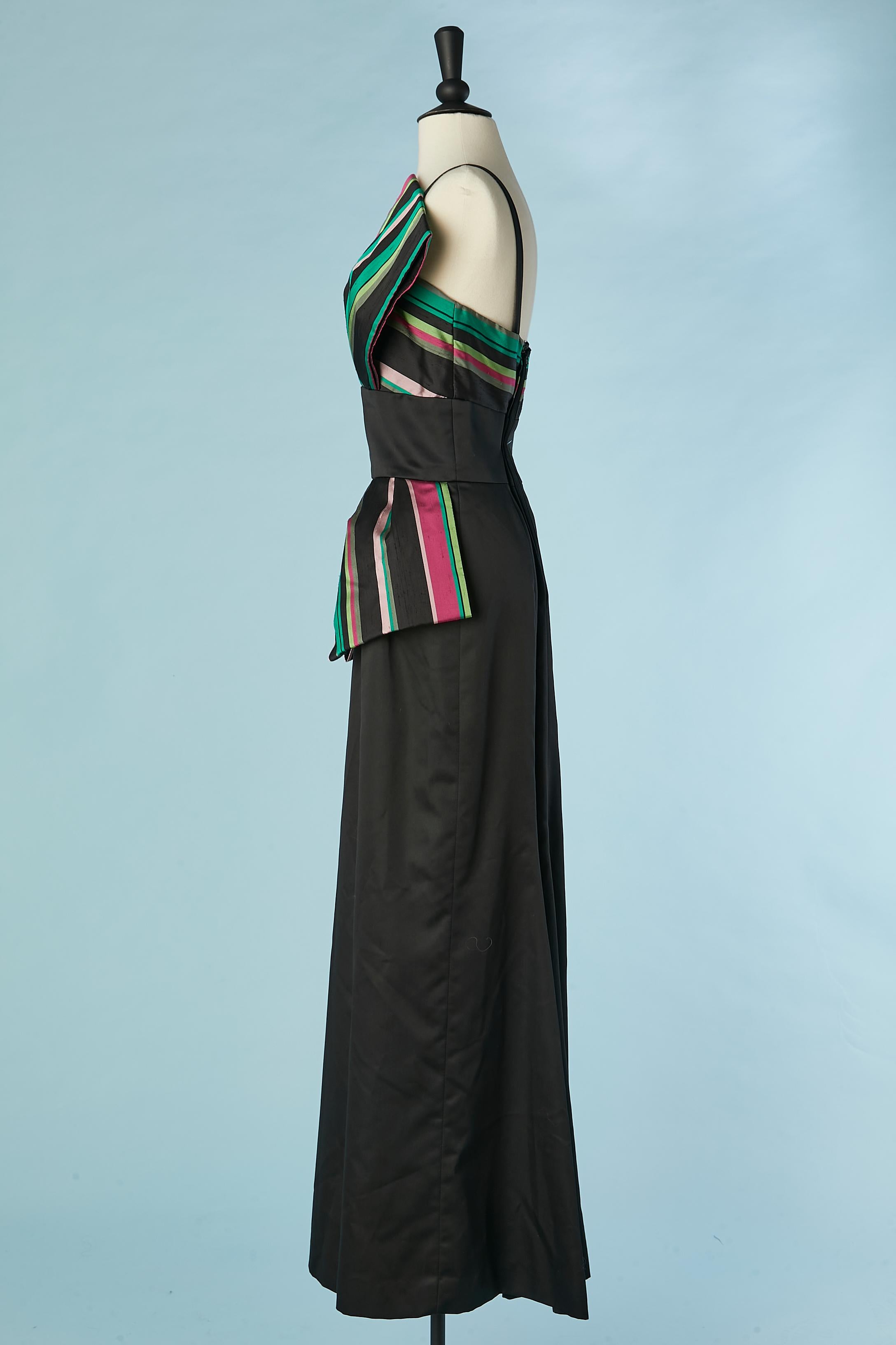 Women's Black and striped evening dress Victor costa for Saks Fifth Avenue Circa 1980's For Sale