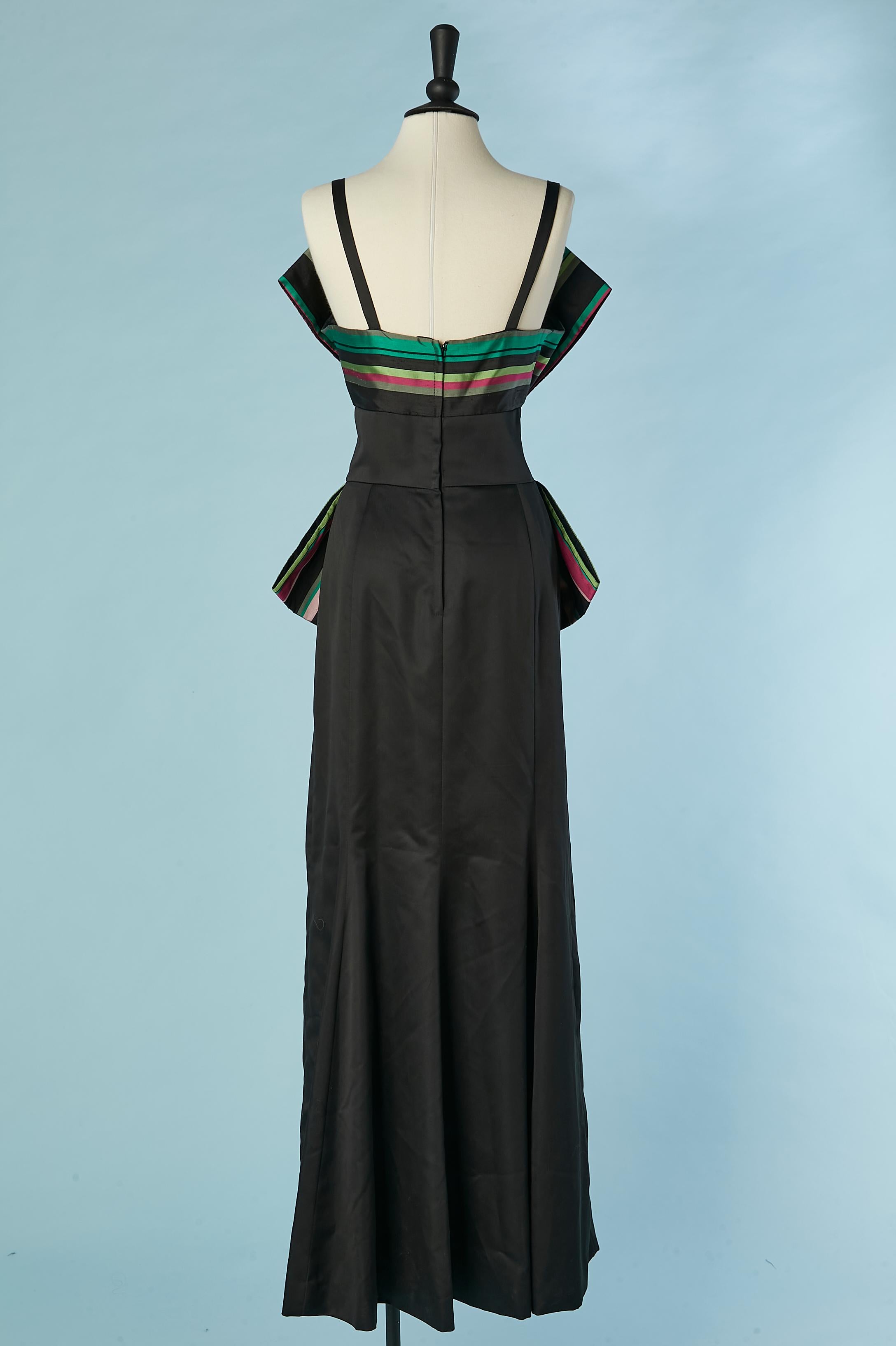 Black and striped evening dress Victor costa for Saks Fifth Avenue Circa 1980's For Sale 1