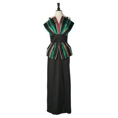 Black and striped evening dress Victor costa for Saks Fifth Avenue Circa 1980's