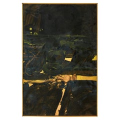 Pittura ad olio astratta nera e marrone di Joe Stefanelli