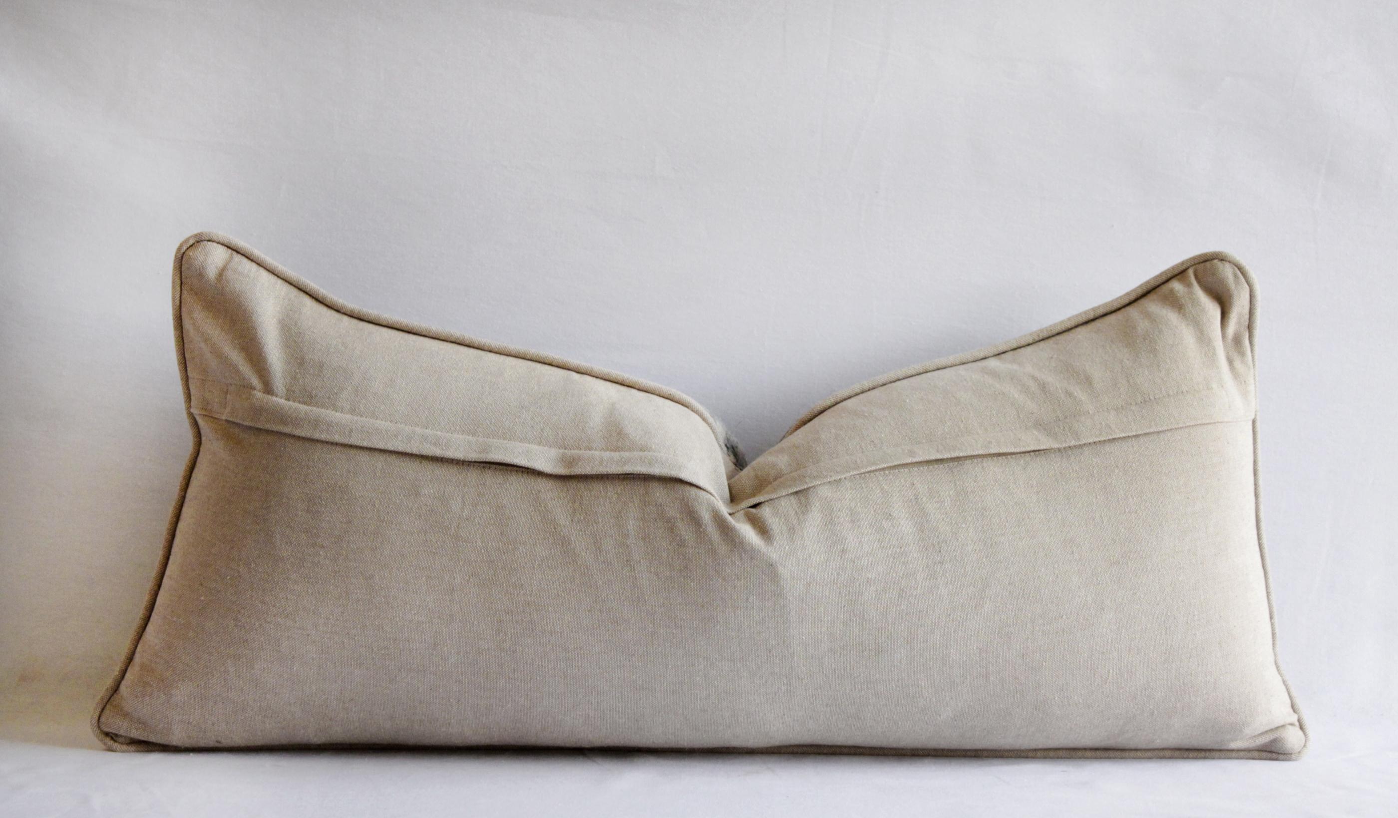 Black and Tan Printed Wool Lumbar Pillows 2