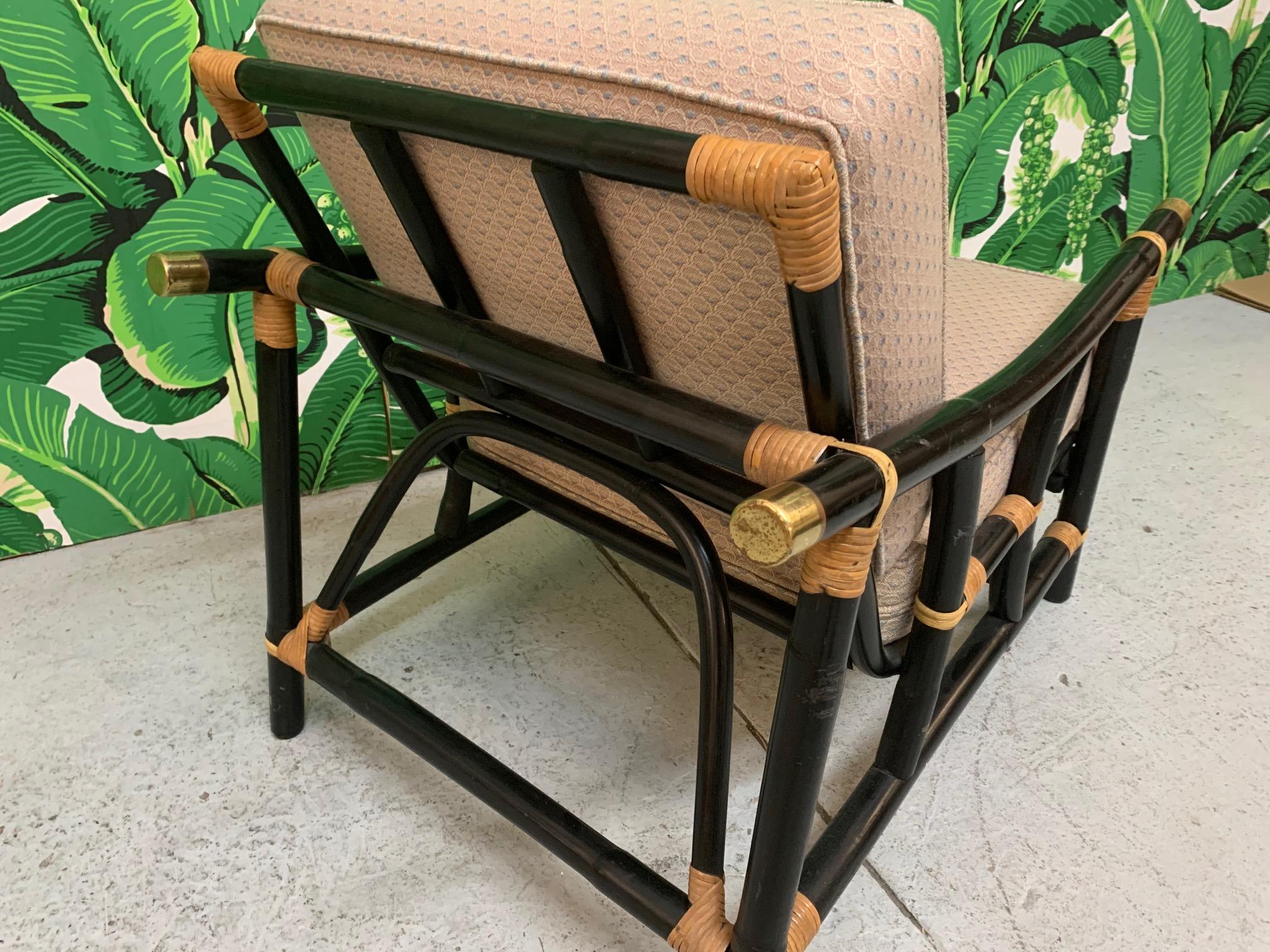 black and tan rattan chair