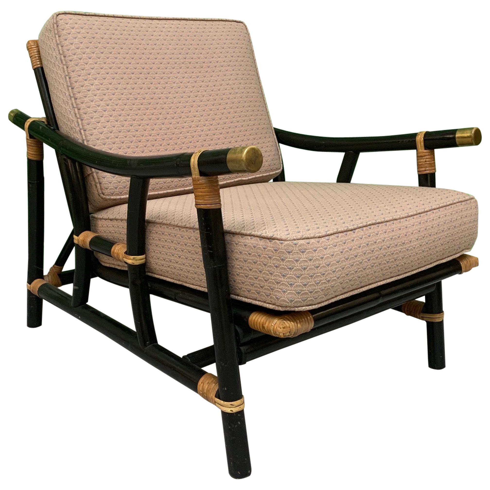 Black and Tan Rattan Lounge Chair For Sale at 1stDibs