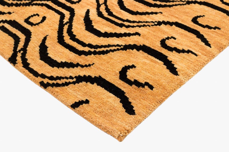 Black And Tan Wool Tibetan Tiger Area Rug For Sale At 1stdibs