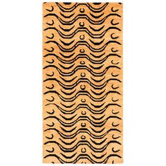 Black and Tan Wool Tibetan Tiger Area Rug