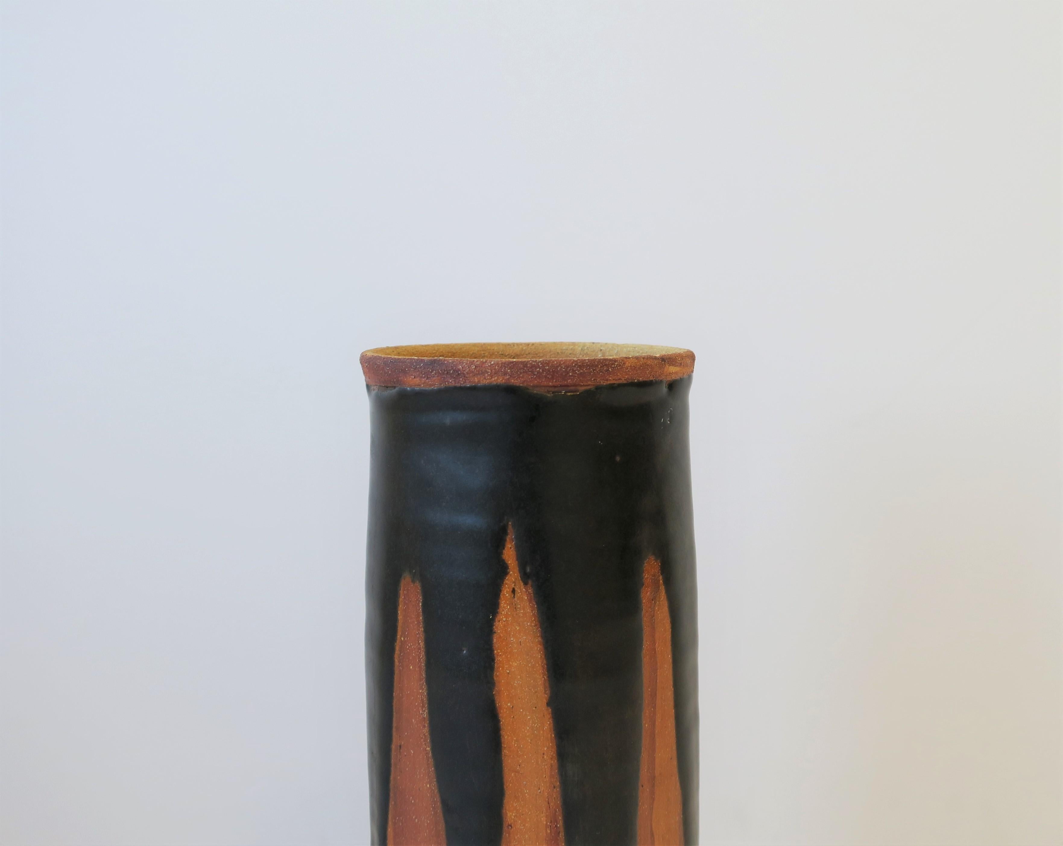 Black and Terracotta Studio Pottery Vase 2