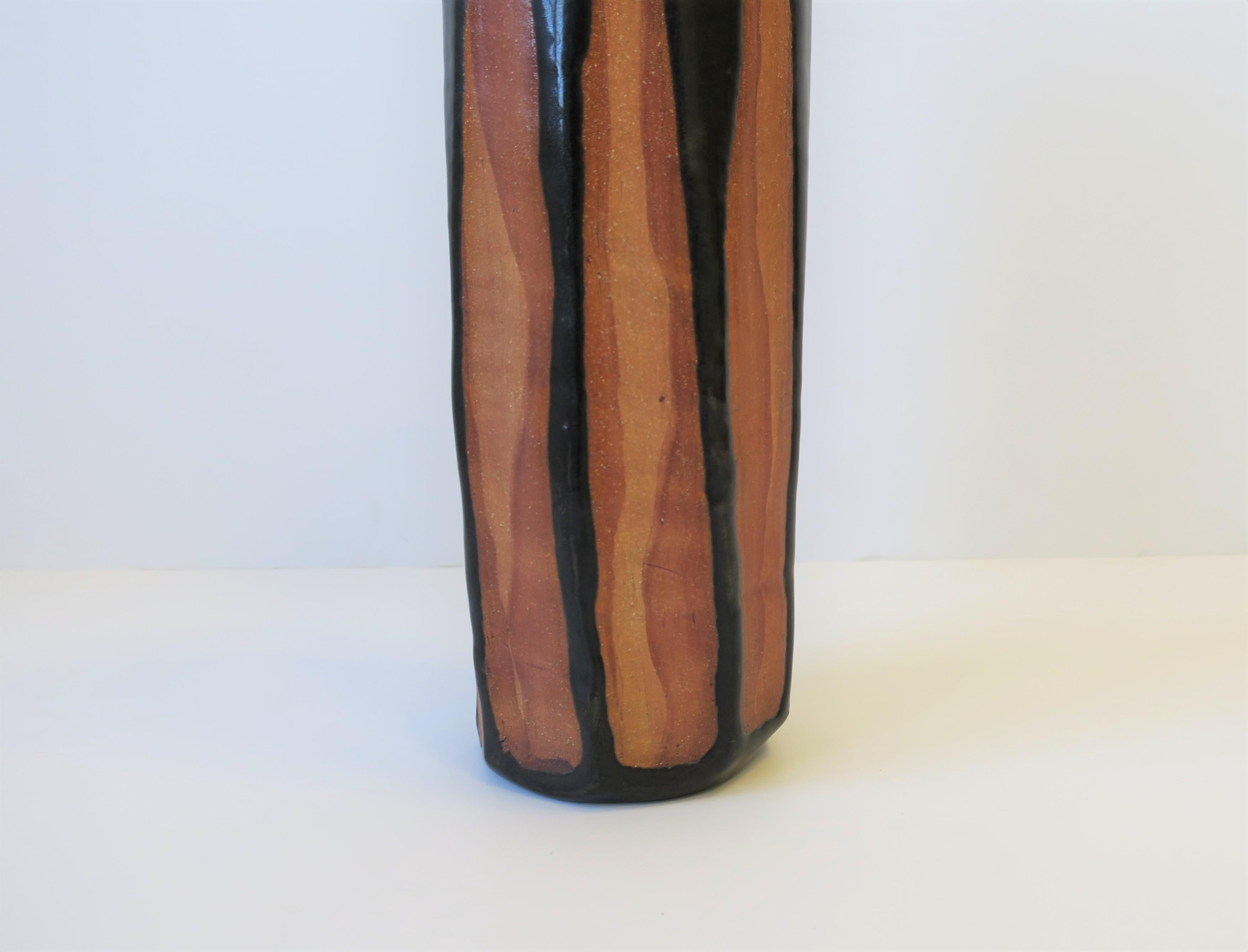 Black and Terracotta Studio Pottery Vase 3