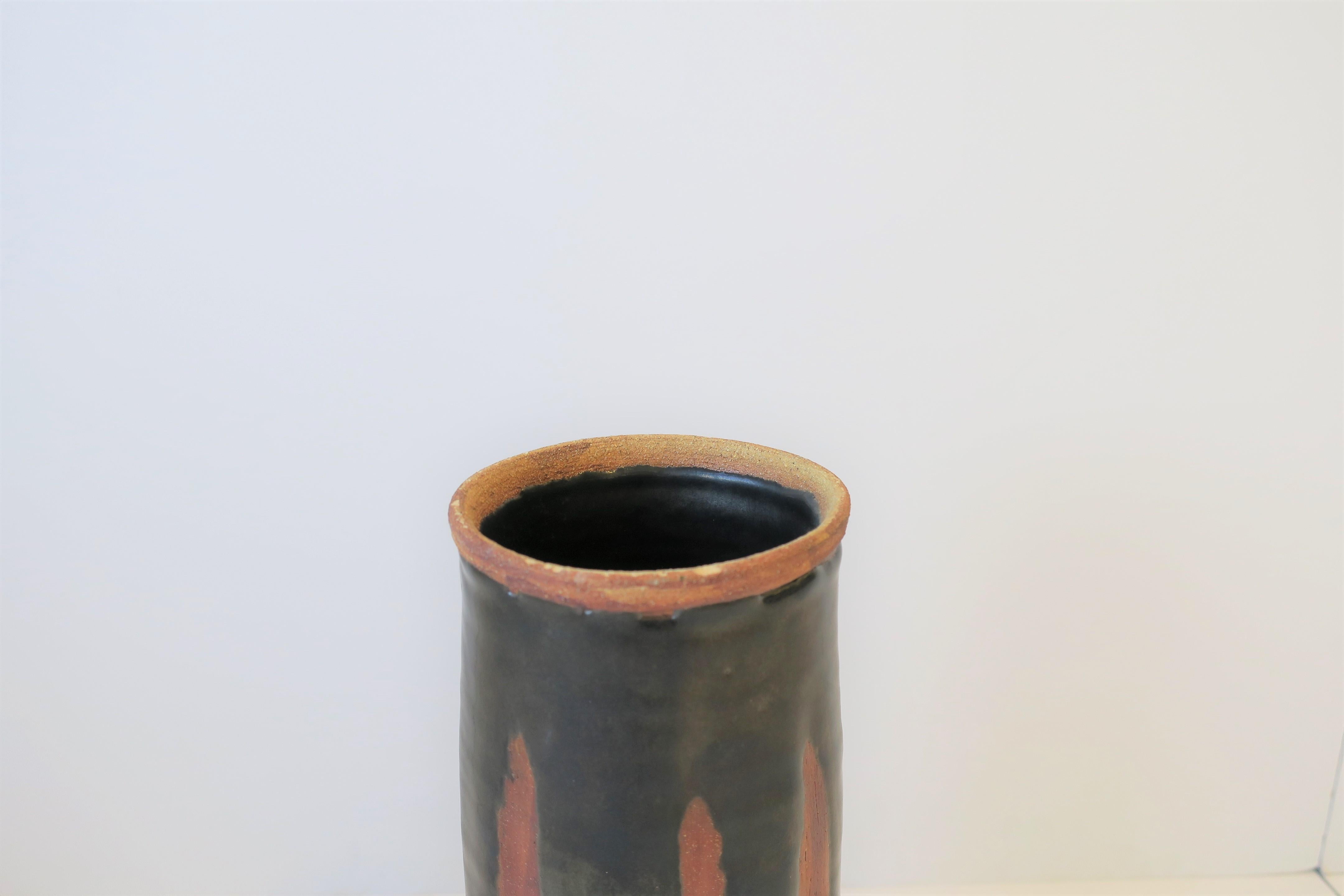 Black and Terracotta Studio Pottery Vase 4