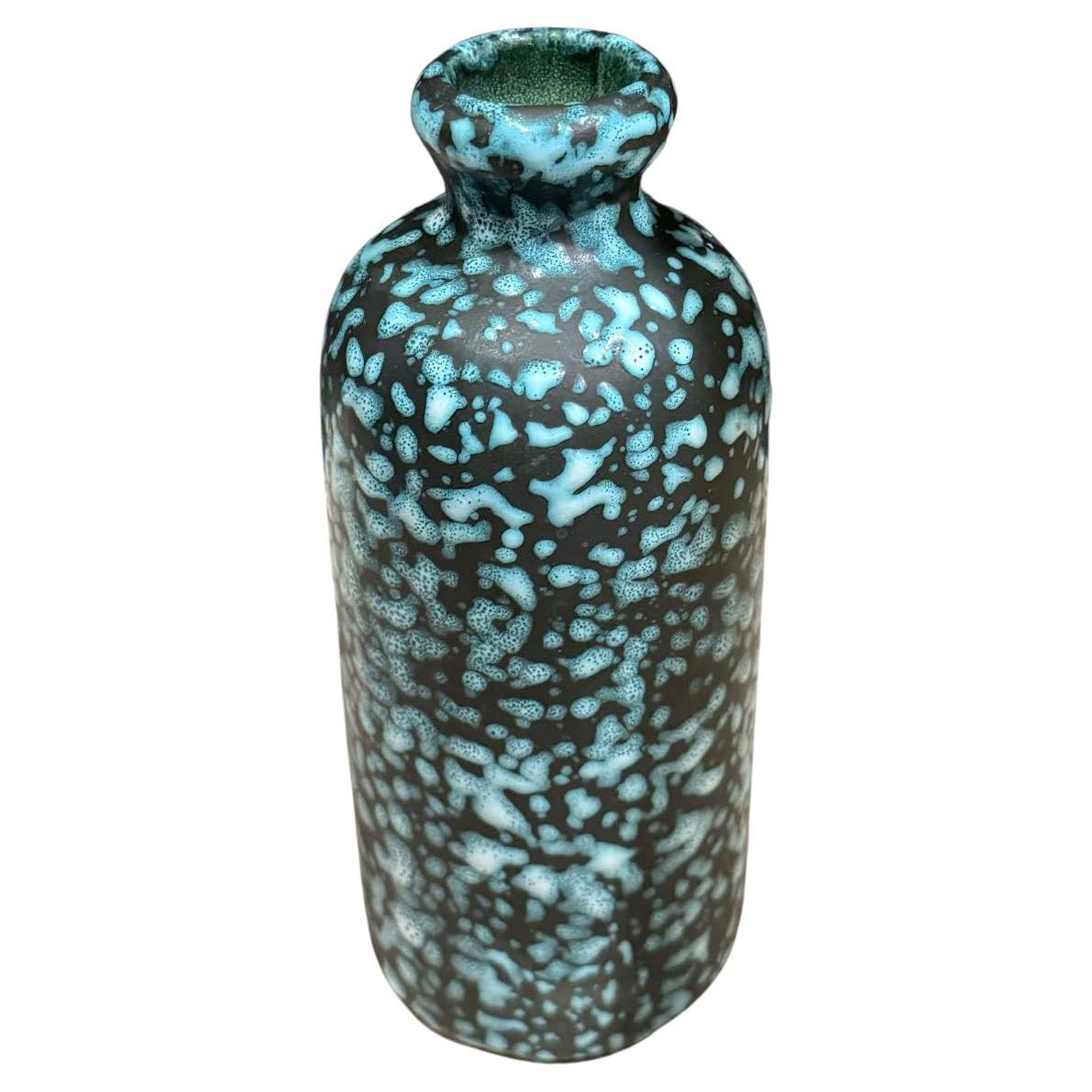 Black And Turquoise Amoeba Shape Design Vase, Italy, Mid Century For Sale