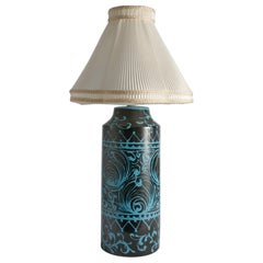 Schwarze und türkisfarbene Keramik-Tischlampe von Avino Bagni, Italien, 1960er Jahre