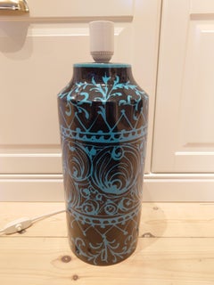 Black and Turquoise Ceramic Table Lamp by Avino Bagni, Italy, 1960s