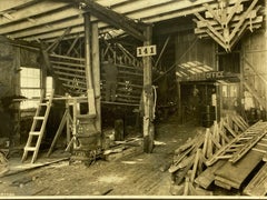 Black and White 1920s Photo of a New York Boat Builder Workshop