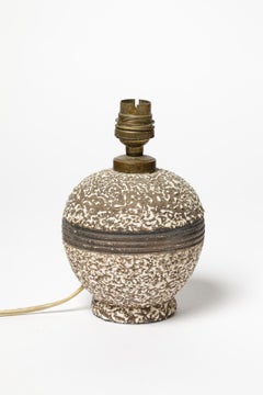 Lampe de table en céramique art déco noir et blanc du 20e siècle par Louis Dage 1940