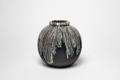 Schwarz-weiße Keramikvase von Felix Gete CAB Primavera aus dem 20. Jahrhundert im Art-Deco-Stil
