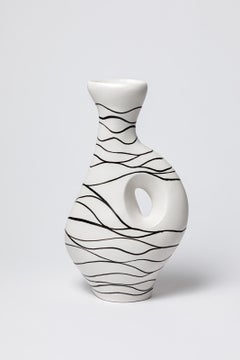 Black and white 20th century design ceramic pitcher style of Georges Jouve 1950