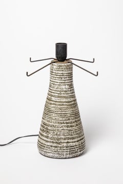 Lampe de table ou lampadaire en céramique noir et blanc design du 20ème siècle par accolay