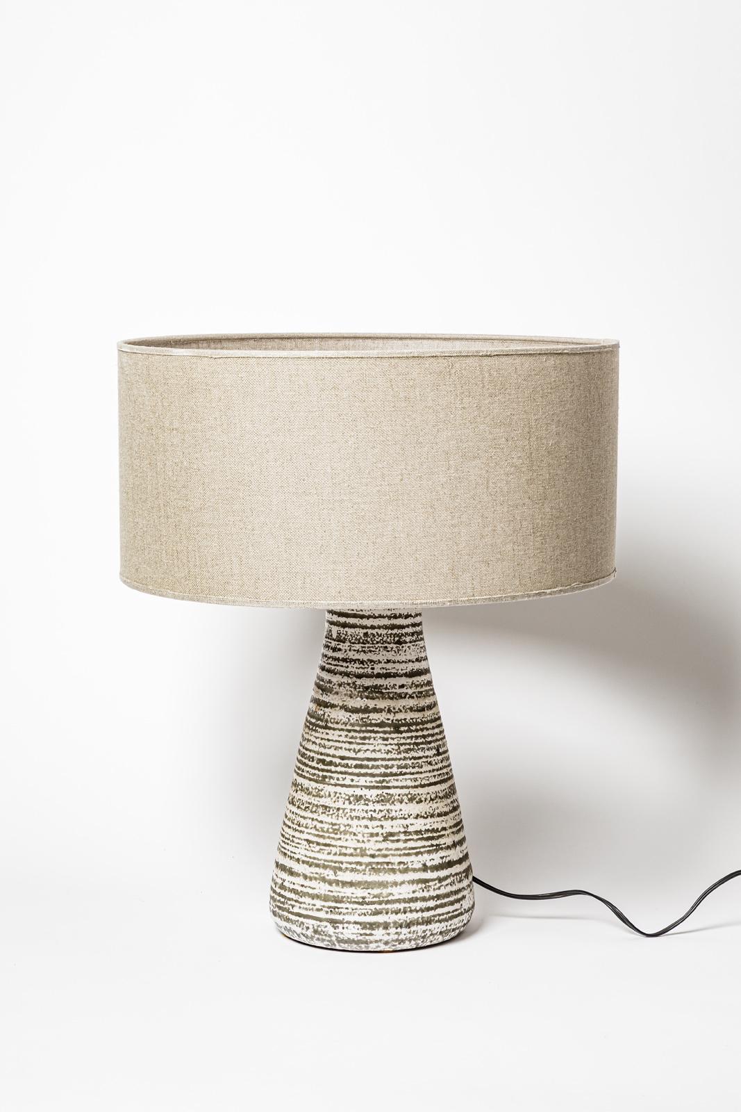 Céramique Lampe de table ou lampadaire en céramique noir et blanc design du 20ème siècle par accolay en vente